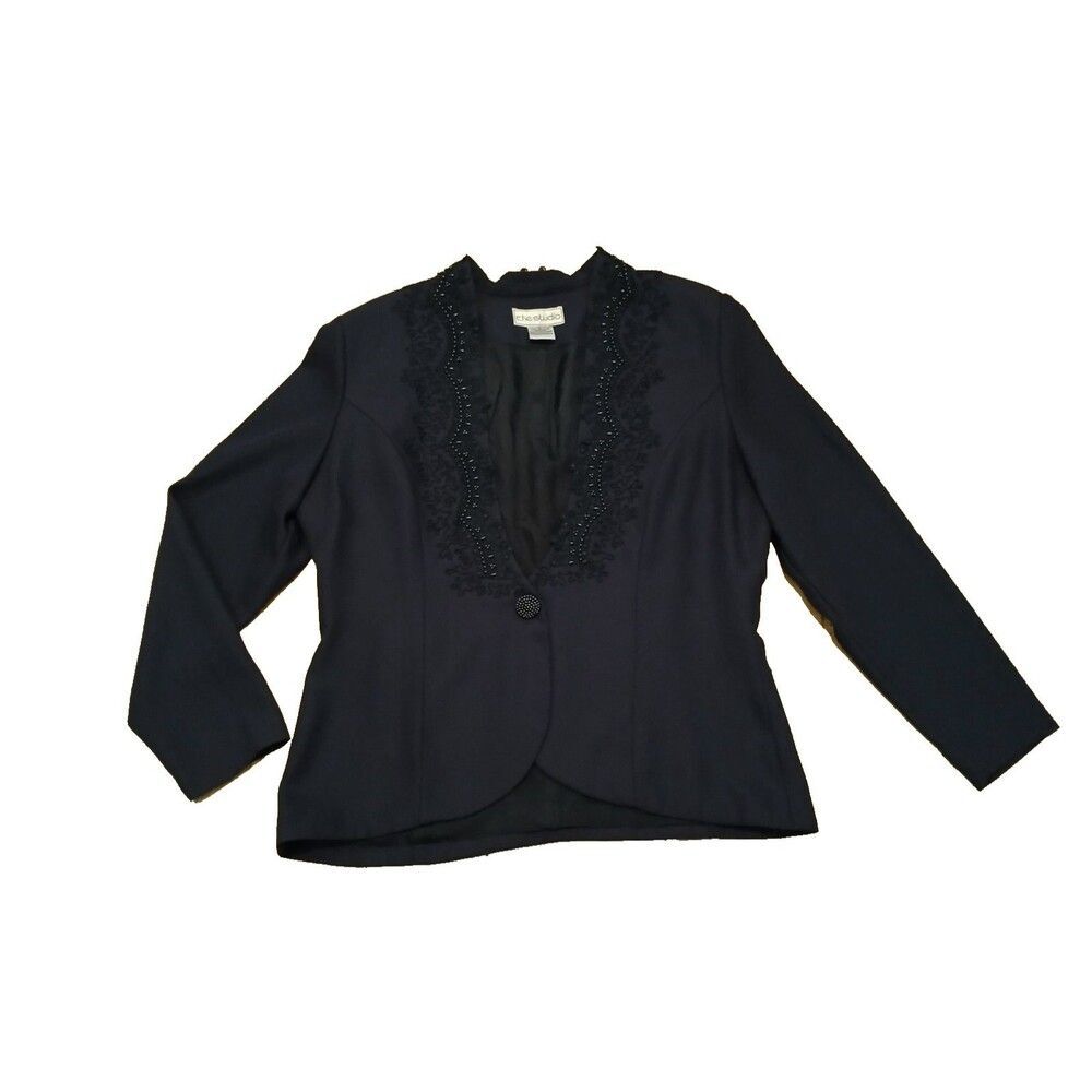 Vintage Che Studio Embroidered 1 Button Blazer Women's Size 12 Office Work